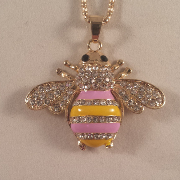 Betsey Johnson Bumble Bee Crystal Necklace + Gift! - Picture 2 of 4